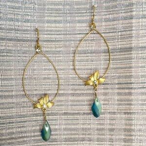 Elegant Gold and Blue Teardrop Earrings